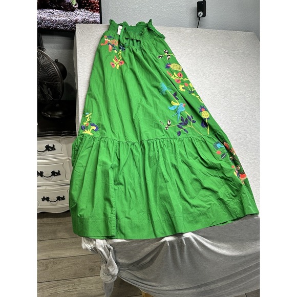 Rare Anthropologie Ruffled Floral Embroidered Caribbean design Maxi Dress‎ XS - Picture 12 of 13